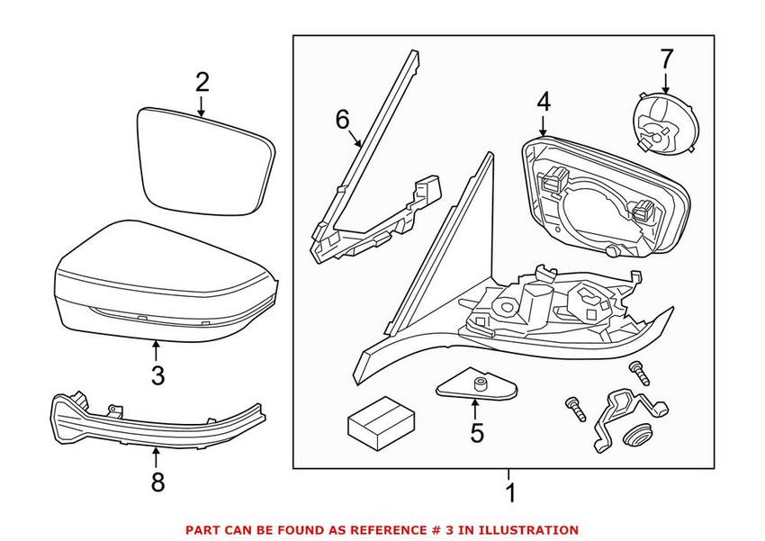 BMW Side Mirror Cover - Passenger Side (Primed) 51167422720